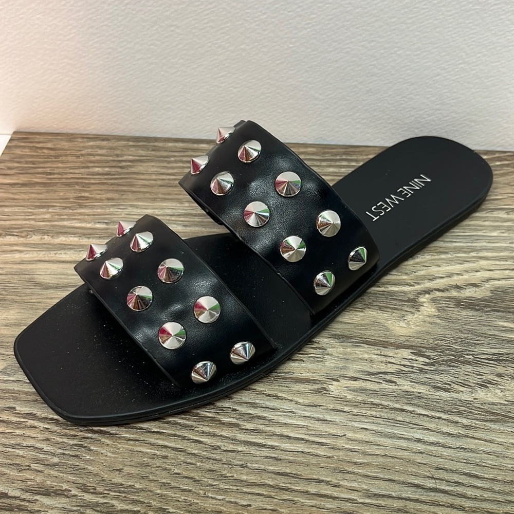 Nine West Brynli 3  Black studded slide Sandals